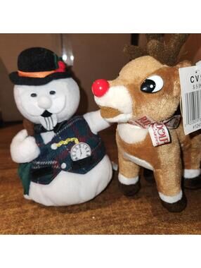 Vintage 1999 The Misfit Toy Stuffins Sam The Snowman & Adult Rudolph Red Nosed